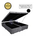 Ver imagem 2 de Base Box Baú Casal Luxo Blindado Bipartido NK Camas Suede Cinza 49x138x188