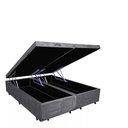 Ver imagem 4 de Base Box Baú Casal Luxo Blindado Bipartido NK Camas Suede Cinza 49x138x188