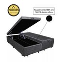 Ver imagem 1 de Base Box Baú Casal Luxo Blindado Bipartido NK Camas Suede Cinza 49x138x188
