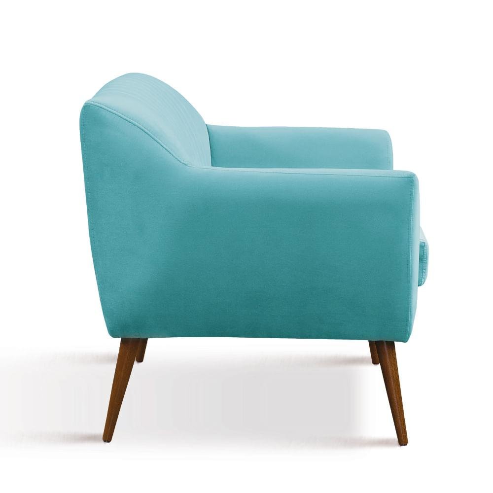 Sofá Jurerê com Pés em Madeira 206 cm Azul claro MadeiraMadeira