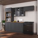 Ver imagem 1 de Cozinha Completa Bariloche 12 Portas 2 Gavetas com Vidro 100% MDF 6225.126 Chumbo - Indekes