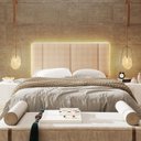 Ver imagem 4 de Cabeceira Casal Estofada com Led Boucle Bege