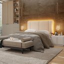 Ver imagem 5 de Cabeceira Casal Estofada com Led Boucle Bege