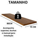 Ver imagem 4 de Prateleira Flutuante 80x15cm MDF Amadeirado Suporte Embutido Invisível Prateleira Parede Decorativa