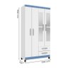 Guarda Roupa Moderna 4 Portas 2 Gavetas com Espelho Branco/Azul - PR Móveis - 4