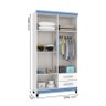 Guarda Roupa Moderna 4 Portas 2 Gavetas com Espelho Branco/Azul - PR Móveis - 3