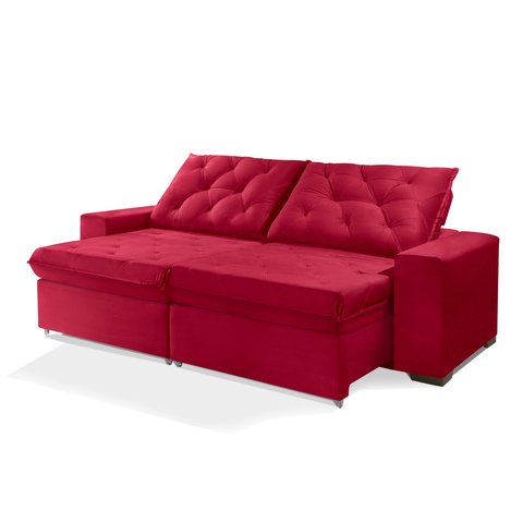 Sofá Retrátil e Reclinável 2.30m Estilo Estofados - Europa com Softgel D33 Velupluma "vermelho"