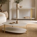 Ver imagem 3 de Kit Aparador e Mesa de Centro para Sala de Estar Orgânico Industrial Épic L05 Off White - Lyam Decor