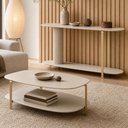 Ver imagem 4 de Kit Aparador e Mesa de Centro para Sala de Estar Orgânico Industrial Épic L05 Off White - Lyam Decor