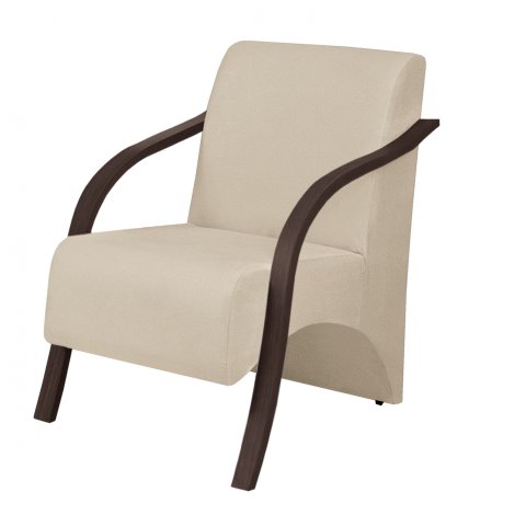 Poltrona Vênus 1 Lugar Braço Madeira DSalla Suede Bege