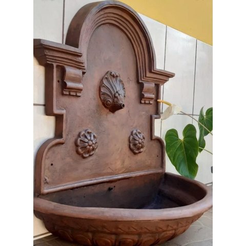 Chafariz de Parede 90x85x40cm Concha Jardim Fonte Ferro Fundido
