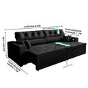 Ver imagem 2 de Sofá 3 Lugares 202cm Retrátil, Tecnologia Usb Preto