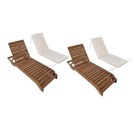 Conjunto 2 Espreguiçadeiras Madeira Verona C/colchonete