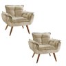 Kit 2 Poltronas Cadeiras Decorativas Opala Suede Pés Palito para Recepção Sala de Estar Consultorio - 1