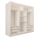 Ver imagem 2 de Guarda-roupa Solteiro Ilhabela 3 Portas de Correr 4 Gavetas Espelhado Branco - Panorama Móveis