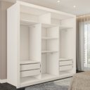 Ver imagem 3 de Guarda-roupa Solteiro Ilhabela 3 Portas de Correr 4 Gavetas Espelhado Branco - Panorama Móveis