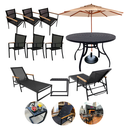 Ver imagem 1 de Kit Espreguiçadeira, Mesa, Cadeiras e Ombrelone para Piscina Jardim Externa