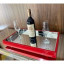 Ver imagem 1 de Bandeja Espelhada Decorativa Laqueada Flutuante Taças Sala Laqueada Vermelha