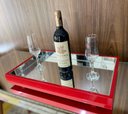 Ver imagem 1 de Bandeja Espelhada Decorativa Laqueada Flutuante Taças Sala Laqueada Vermelha