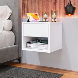 Mesa De Cabeceira Suspensa Mudo Box Quarto Cama Lalá Branco - 5