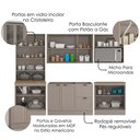 Ver imagem 4 de Cozinha Armário 6 Peças Cristaleira Balcão para Pia 270 cm Unna Gris Poliman