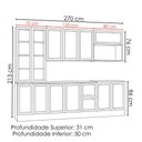 Ver imagem 2 de Cozinha Armário 6 Peças Cristaleira Balcão para Pia 270 cm Unna Gris Poliman
