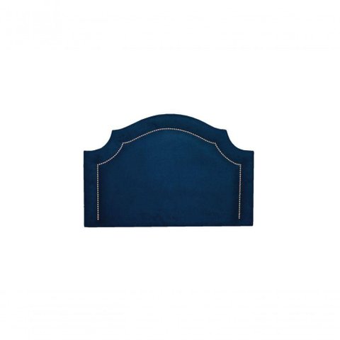 Cabeceira Solteiro Luxo 90X60 Azul Tachas Prata