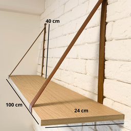 Prateleira Decorativa Suspensa em Couro - Verena (1 M X 24 Cm) - 6