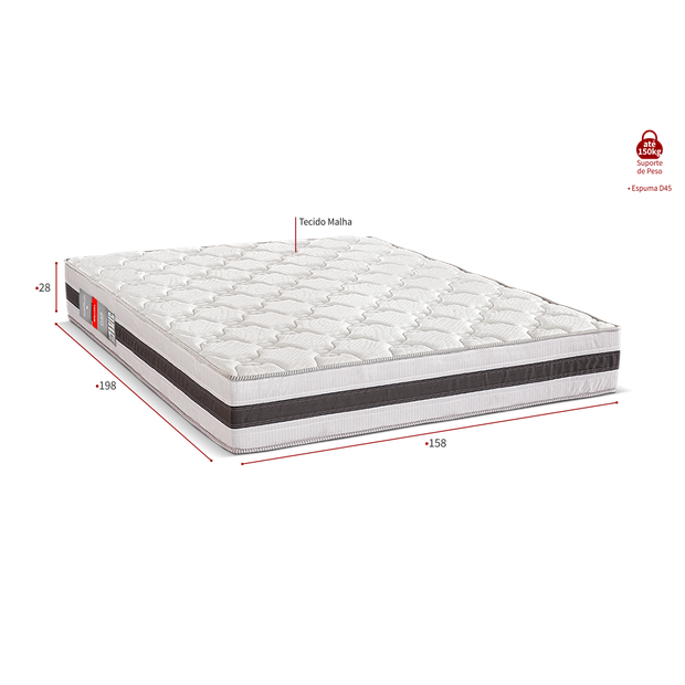 Colchão Queen Espuma D45 Max Saúde Premium 158x198x28 Reconflex