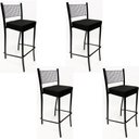 Ver imagem 1 de Kit 4 Banquetas alta para cozinha Empilhável preta assento em linho cor preto - Poltronas do Sul
