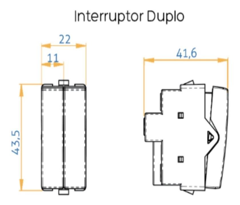 Linha Sleek Interruptor Duplo Simples Moderno 10a 250v Excelente Acabamento - 2