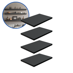 Kit 4 Prateleira Preta 30X20 + Suporte Flutuante Mdf  Organizadora Decoração Cozinha Banheiro Sala - 2