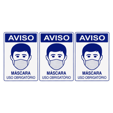 Combo 3 Placas De Sinalização Aviso Máscara Uso Obrigatório 20x30 Acesso - P-37/4 F9e