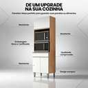 Ver imagem 2 de Armário Torre Quente Maia P/ Cozinha Modulada Forno Microondas 60cm Moderno Compacto 3 Portas 1 Gave