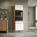 Ver imagem 1 de Armário Torre Quente Maia P/ Cozinha Modulada Forno Microondas 60cm Moderno Compacto 3 Portas 1 Gave