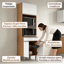 Ver imagem 3 de Armário Torre Quente Maia P/ Cozinha Modulada Forno Microondas 60cm Moderno Compacto 3 Portas 1 Gave