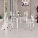 Ver imagem 1 de Conjunto Sala de Jantar com 4 Cadeiras Lívia Branco/Arabesco
