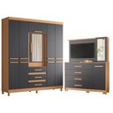 Ver imagem 1 de Guarda Roupa Casal New Fusion 10 Portas e Cômoda Ilhabela Freijo Titanium White - Móveis Albatroz