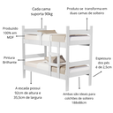 Ver imagem 3 de Beliche Solteiro Alana para Quarto Compacta Estilo Moderno Vira 2 Camas Mdf com Estrado Madeira:bran