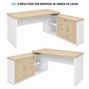 Ver imagem 3 de Mesa de Escritório Pedestal Presidente em L 190x160cm Executiva Tampo 30mm Armário Lateral 3 Gavetas