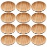 Kit 12 Pratos de Bambu Redondos 11cm Sobremesas Petiscos Lyor Mesa Posta Eventos - 1