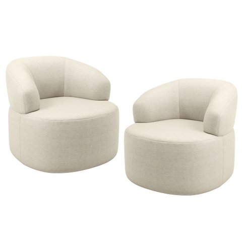Kit 02 Poltronas Giratória Orgânica para Sala de Estar Living Helena L02 Facto Pérola Metalizado - L