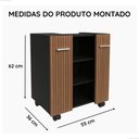 Ver imagem 2 de Gabinete Premium JM3 Móveis Retrô para Banheiro Organizador Preto Ripado
