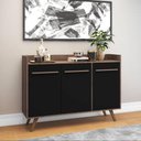 Ver imagem 2 de Aparador Buffet Retrô com 3 Portas Rústico Preto Mdp 136x36x95cm Rt 3134 Movelbento