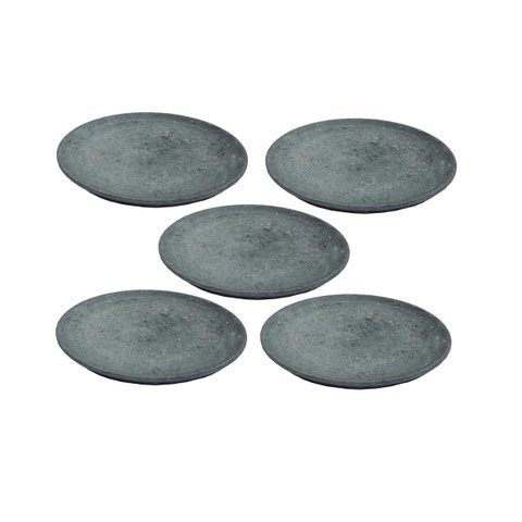 Kit 5 Pratos Raso Redondo Pedra Sabão Sobremesa e Bolos 22cm