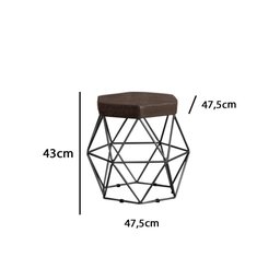 Puff Onix Preta Linho Marrocos Metal Móveis - 2