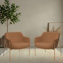 Ver imagem 2 de Kit 02 Poltronas Decorativas Jade Base Aço Ouro Fosco Bouclé Terracota - Nexta Casa