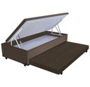 Ver imagem 1 de Cama Box Baú Solteiro Com Auxiliar Suede Marrom (Espuma só na Auxiliar)