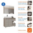 Ver imagem 6 de Gabinete para Banheiro com Cuba e Armário com Espelho 100cm Malba Cinza/Barrique/Argento
