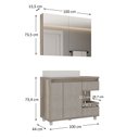 Ver imagem 4 de Gabinete para Banheiro com Cuba e Armário com Espelho 100cm Malba Cinza/Barrique/Argento